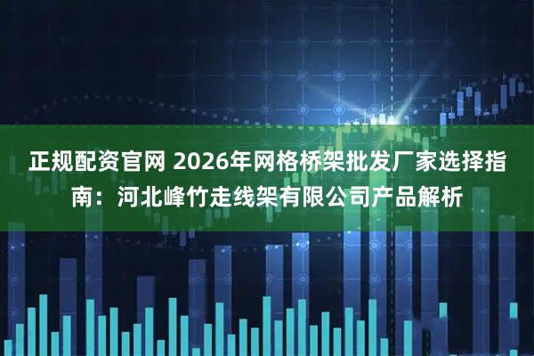 正规配资官网 2026年网格桥架批发厂家选择指南：河北峰竹走线架有限公司产品解析